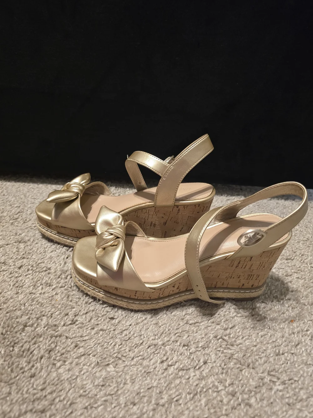 Limelight Gold Knot-Front Wedge Sandals